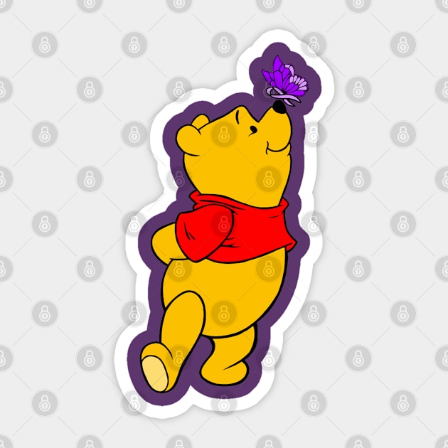 Yellow Bear with Awareness Ribbon Butterfly (Purple) Sticker by CaitlynConnor